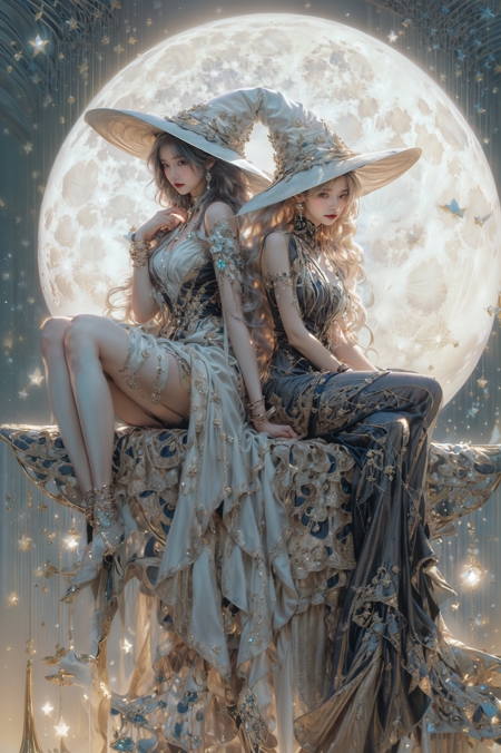 606247209521968335-47965744-Moon Witch，2gid，witch hat，blonde hair，Witch gown，jewelry，high heels，cleavage，earrings，bracelet，bare shoulders，white thighhighs，.jpg
